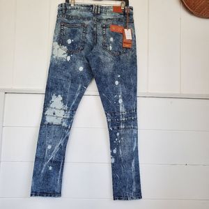Mens Crysp Denim buckle skinny distressed jeans 32